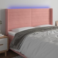 Rózsaszín bársony led-es fejtámla 203x16x118/128 cm