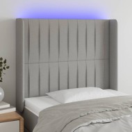 Világosszürke szövet led-es fejtámla 103x16x118/128 cm