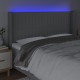 Világosszürke szövet led-es fejtámla 183x16x118/128 cm