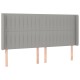Világosszürke szövet led-es fejtámla 203x16x118/128 cm