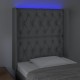Világosszürke szövet led-es fejtámla 83x16x118/128 cm