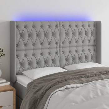 Világosszürke szövet led-es fejtámla 163x16x118/128 cm
