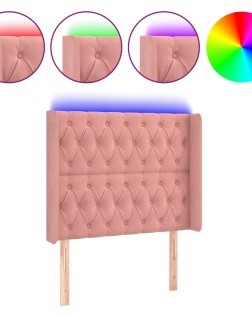 Rózsaszín bársony led-es fejtámla 93x16x118/128 cm