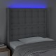 Világosszürke szövet led-es fejtámla 83x16x118/128 cm