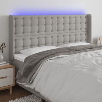 Világosszürke szövet led-es fejtámla 163x16x118/128 cm