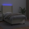 Krémszínű műbőr rugós ágy matraccal és led-del 80 x 200 cm