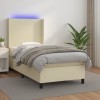 Krémszínű műbőr rugós ágy matraccal és led-del 80 x 200 cm