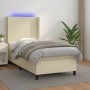 Krémszínű műbőr rugós ágy matraccal és led-del 80 x 200 cm