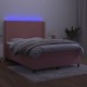 Rózsaszín bársony rugós és led-es ágy matraccal 140x190 cm