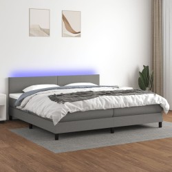 Sötétszürke szövet rugós és led-es ágy matraccal 200x200 cm