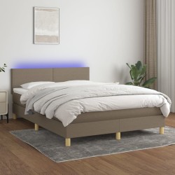Tópszínű szövet rugós és led-es ágy matraccal 140x190cm