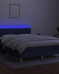Kék szövet rugós és led-es ágy matraccal 140x200 cm