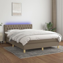 Tópszínű szövet rugós és led-es ágy matraccal 140x190cm