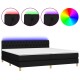 Fekete szövet rugós és led-es ágy matraccal 200x200 cm Fekete szövet rugós és led-es ágy matraccal 200x200 cm