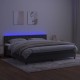 Sötétszürke bársony rugós és led-es ágy matraccal 200x200 cm
