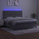 Világosszürke bársony rugós és led-es ágy matraccal 180x200 cm Világosszürke bársony rugós és led-es ágy matraccal 180x200 cm