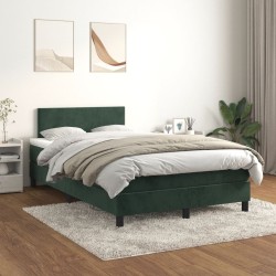 Sötétzöld bársony rugós ágy matraccal 120 x 200 cm