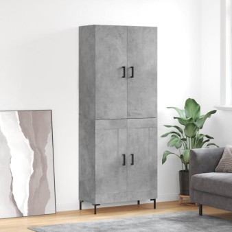 Betonszürke szerelt fa magasszekrény 69,5 x 34 x 180 cm