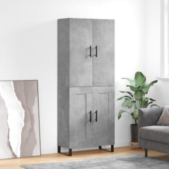 Betonszürke szerelt fa magasszekrény 69,5 x 34 x 180 cm
