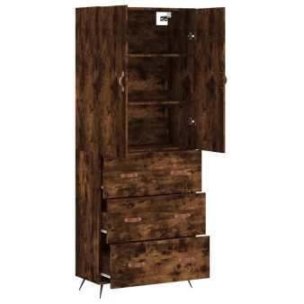 Füstös tölgy színű szerelt fa magasszekrény 69,5 x 34 x 180 cm