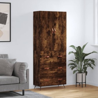 Füstös tölgy színű szerelt fa magasszekrény 69,5 x 34 x 180 cm