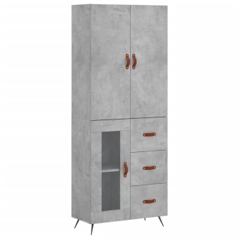 Betonszürke szerelt fa magasszekrény 69,5 x 34 x 180 cm