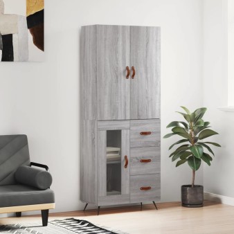 Szürke sonoma szerelt fa magasszekrény 69,5 x 34 x 180 cm