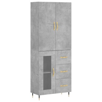 Betonszürke szerelt fa magasszekrény 69,5 x 34 x 180 cm