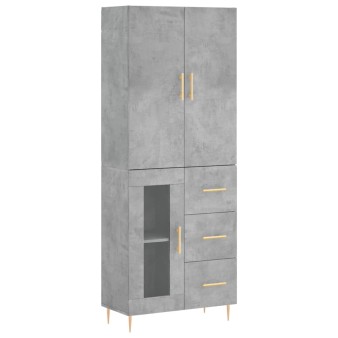 Betonszürke szerelt fa magasszekrény 69,5 x 34 x 180 cm