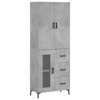 Betonszürke szerelt fa magasszekrény 69,5 x 34 x 180 cm