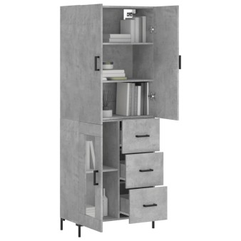Betonszürke szerelt fa magasszekrény 69,5 x 34 x 180 cm