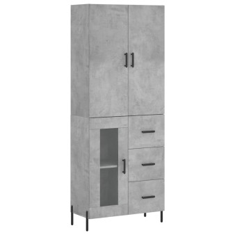Betonszürke szerelt fa magasszekrény 69,5 x 34 x 180 cm