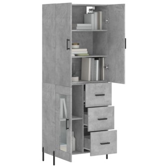 Betonszürke szerelt fa magasszekrény 69,5 x 34 x 180 cm