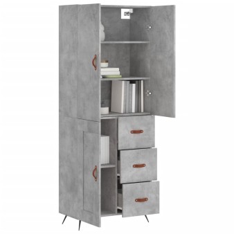 Betonszürke szerelt fa magasszekrény 69,5 x 34 x 180 cm