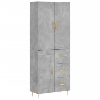 Betonszürke szerelt fa magasszekrény 69,5 x 34 x 180 cm