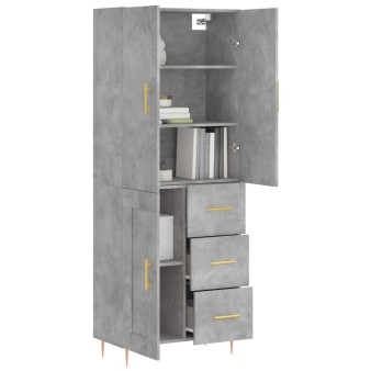 Betonszürke szerelt fa magasszekrény 69,5 x 34 x 180 cm
