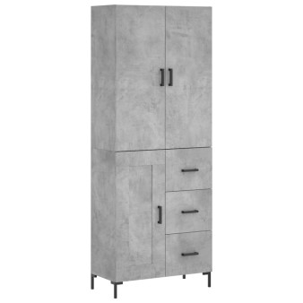 Betonszürke szerelt fa magasszekrény 69,5 x 34 x 180 cm