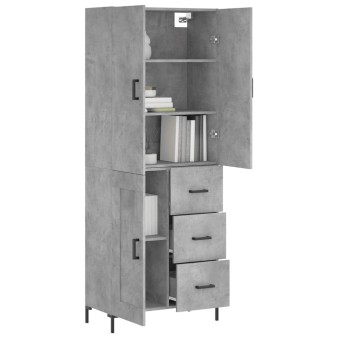 Betonszürke szerelt fa magasszekrény 69,5 x 34 x 180 cm