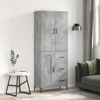 Betonszürke szerelt fa magasszekrény 69,5 x 34 x 180 cm