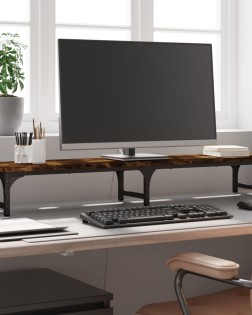 Füstös tölgy színű szerelt fa monitorállvány 105 x 23 x 15,5 cm