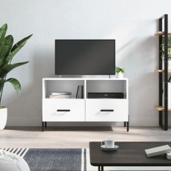 Fehér magasfényű szerelt fa tv-szekrény 80x36x50 cm
