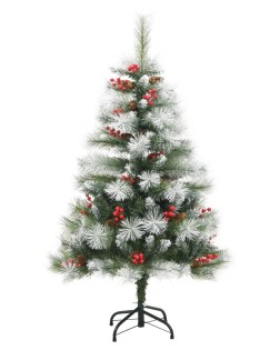 Csuklópántos műkarácsonyfa tobozokkal és bogyókkal 120 cm