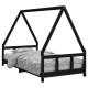Fekete gyerek tömör fenyőfa ágykeret 90 x 190 cm