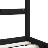 Fekete tömör fenyőfa gyerekágykeret fiókokkal 90 x 200 cm