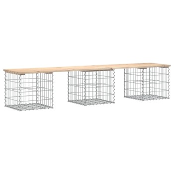 Tömör fenyőfa gabion kerti pad 203x44x42 cm