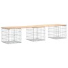 Tömör fenyőfa gabion kerti pad 203x44x42 cm