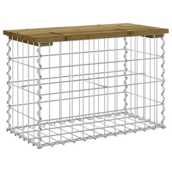 Tömör impergnált fenyőfa gabion kerti pad 63 x 31,5 x 42 cm