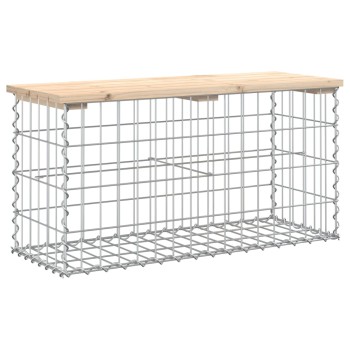 Tömör fenyőfa gabion kerti pad 83x31,5x42 cm