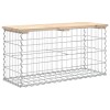 Tömör fenyőfa gabion kerti pad 83x31,5x42 cm