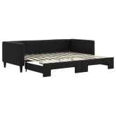 Fekete kihúzható szövet heverő 90x200 cm